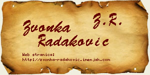 Zvonka Radaković vizit kartica
